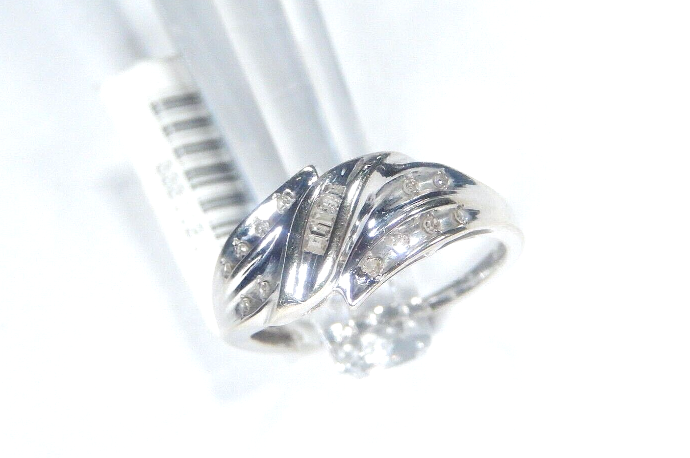 10k White Gold 1/5CT Natural Round Diamond Ladies Ring Sz 6.25
