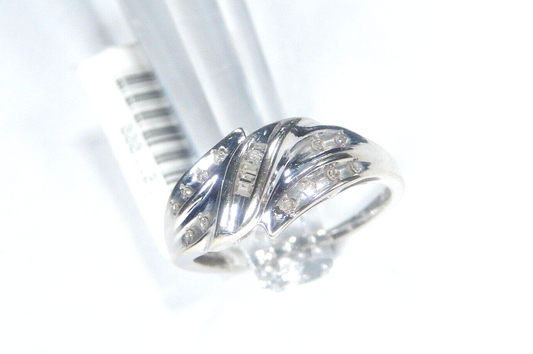 10k White Gold 1/5CT Natural Round Diamond Ladies Ring Sz 6.25