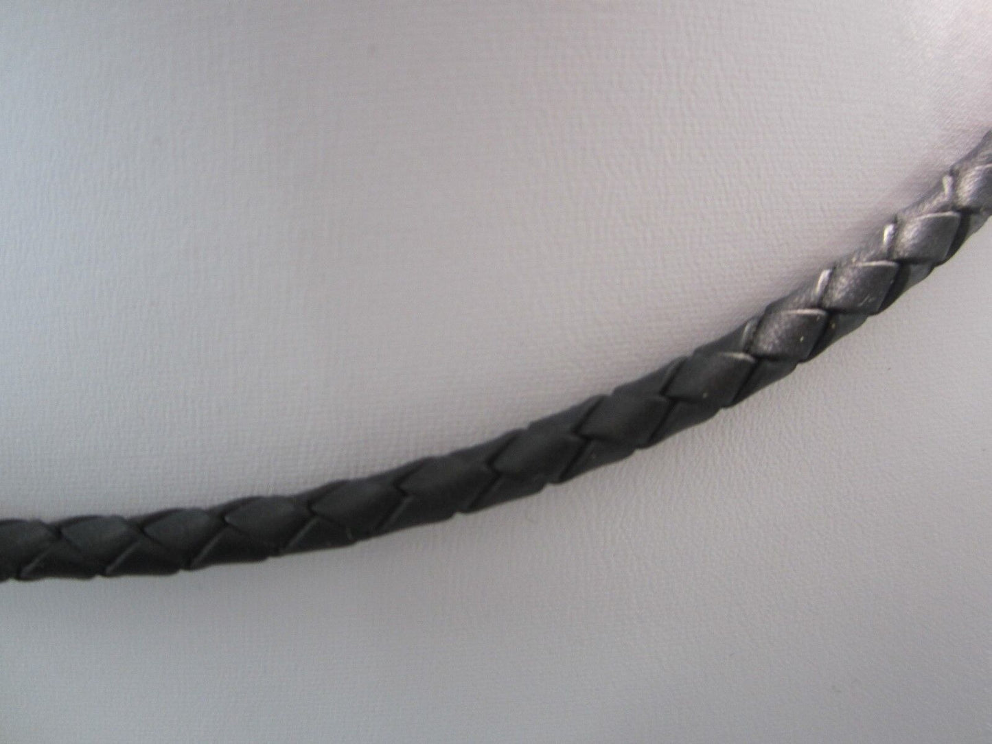 RETIRED Brighton Black Braided Leather Cord Heart Pendant Statement Necklace
