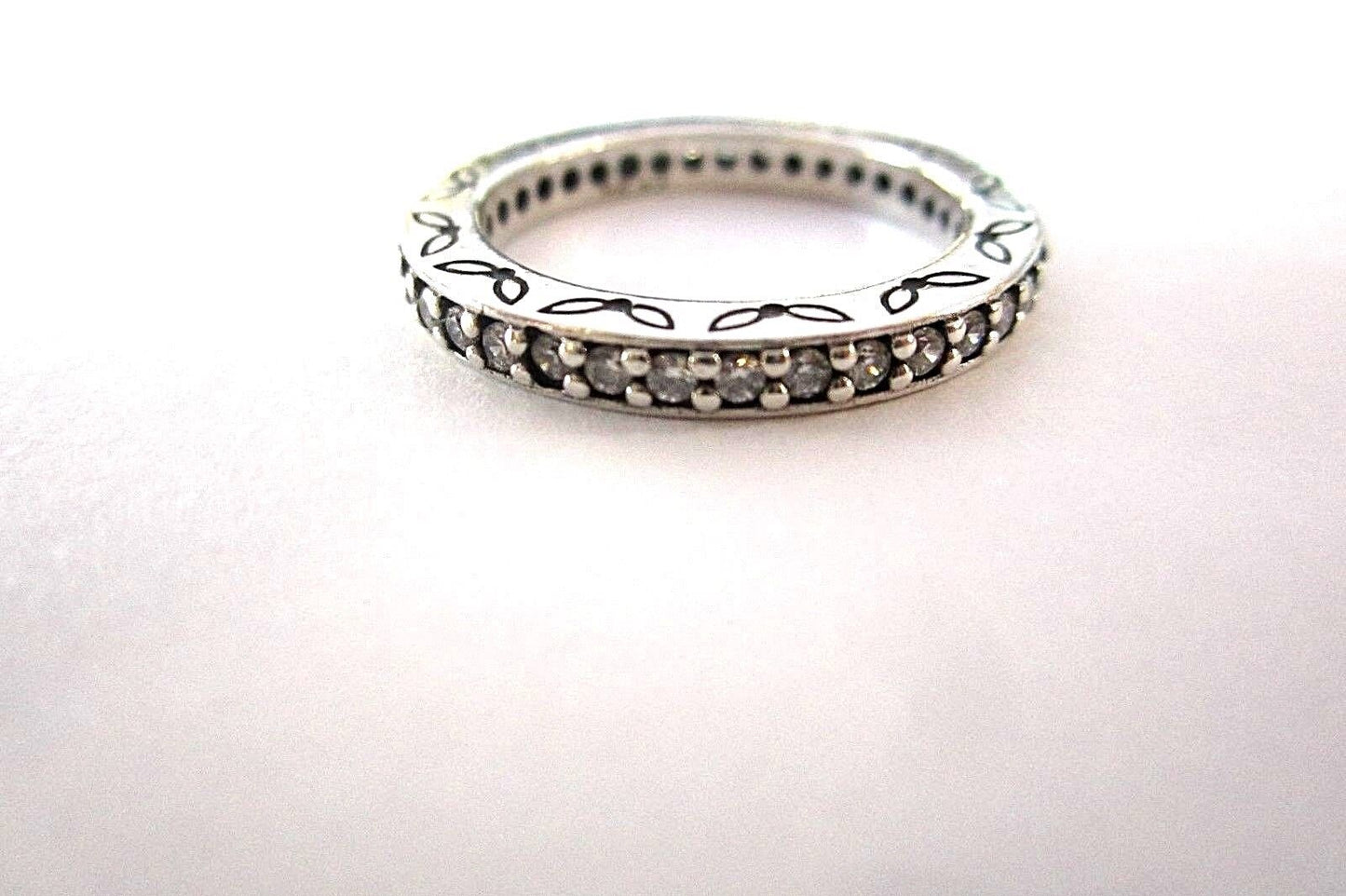 RETIRED PANDORA .925 STERLING SILVER 2.6MM  CZ ETERNITY BAND /RING Sz 7.5