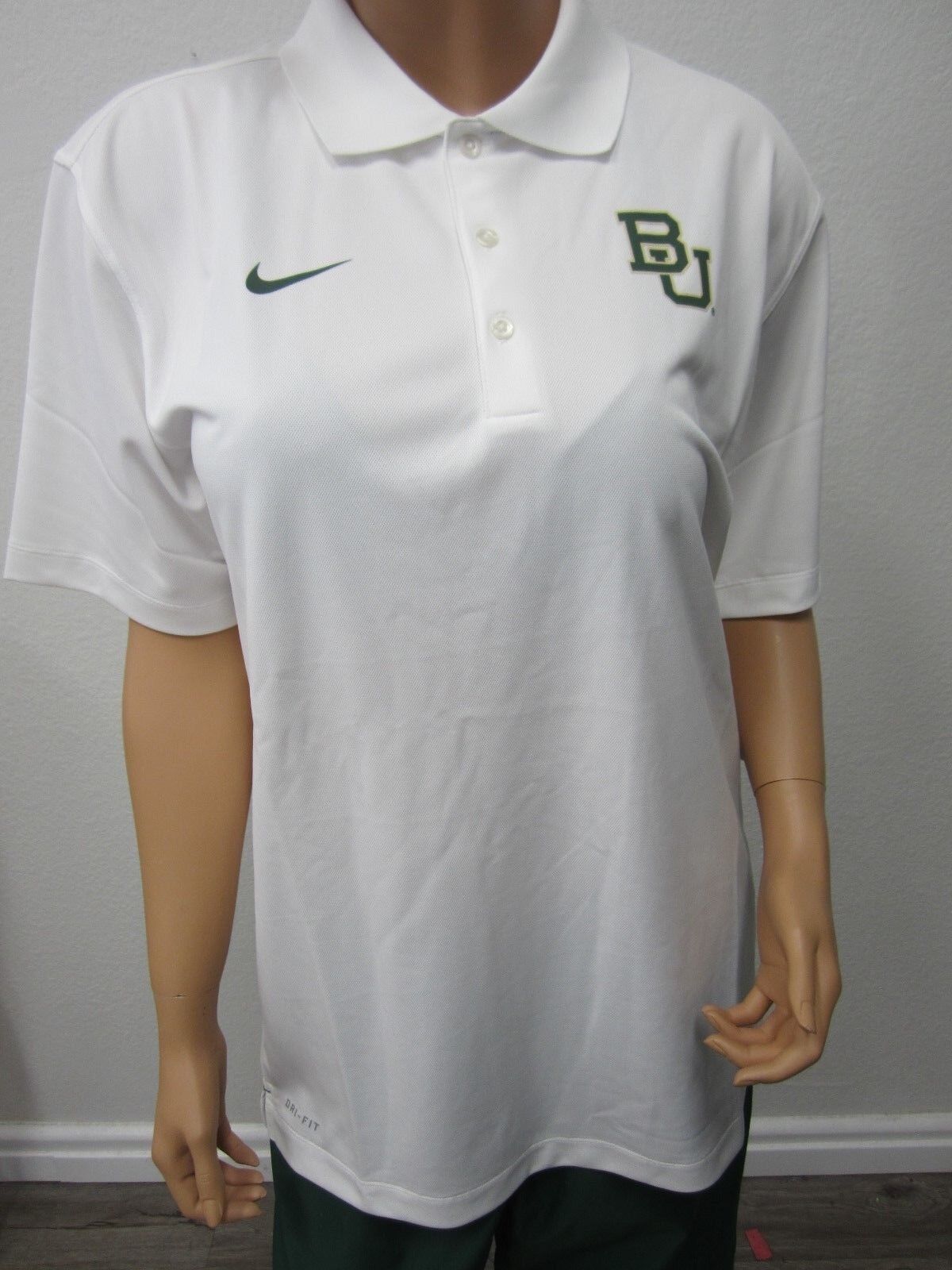 Nike Dri-Fit White Logo Baylor University Polo Unisex Casual Shirt Medium