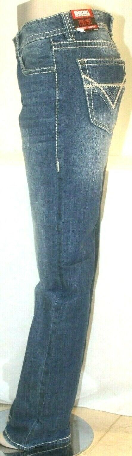 *NWT* Rock Roll Denim Mens Relaxed Fit Double Barrel Straight Leg Mid Wash 31x34