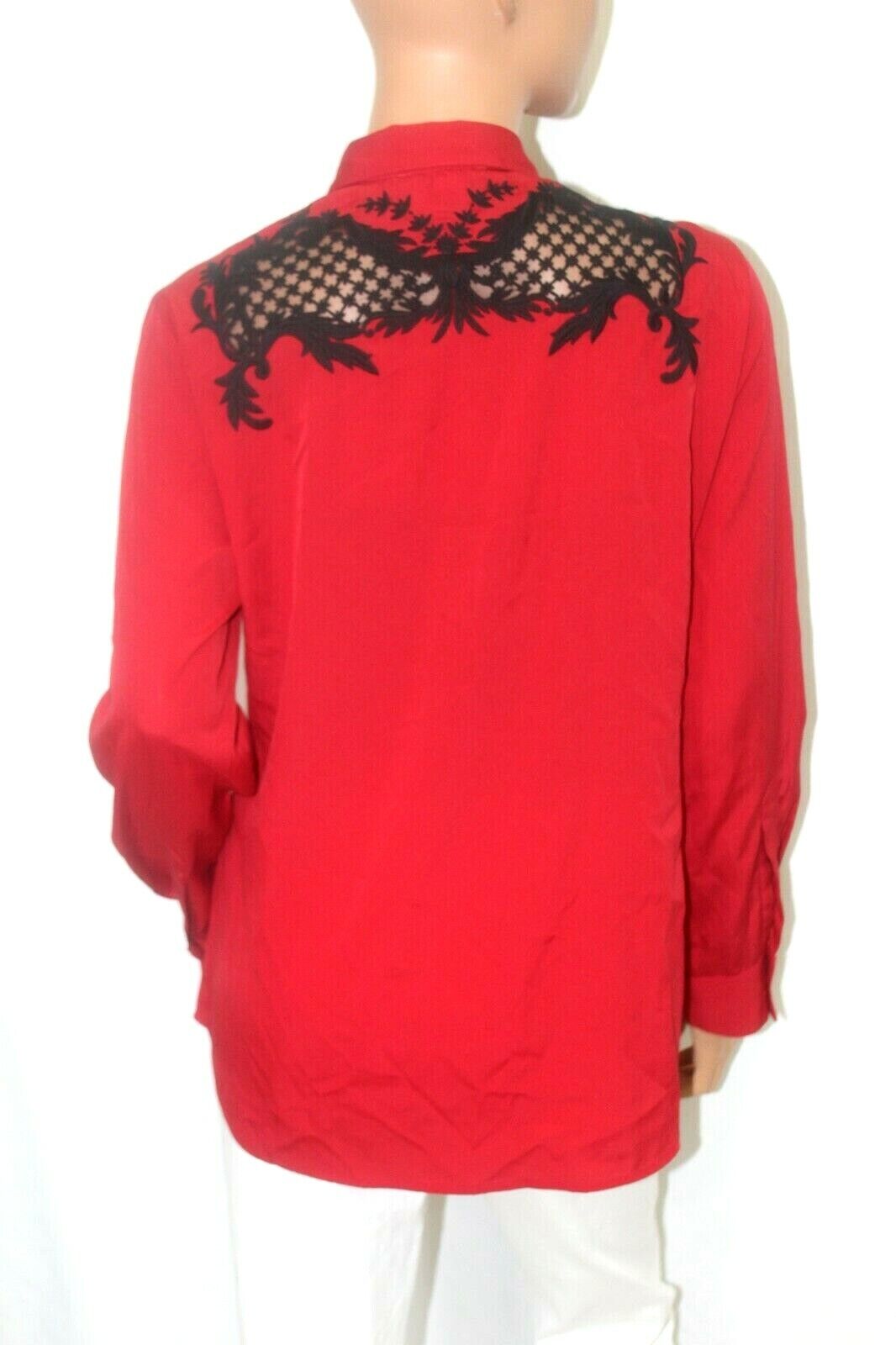 Gianni Bini Womens  Red Top  Black  Lace Embroidered Boho Festival CUTE Sz Med