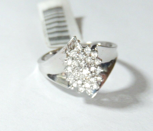 *NWT*  10K White Gold .33CT Natural Diamond Cluster  Ring Size 7.75