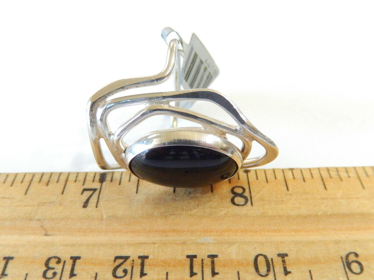 *VINTAGE*  LARGE -  Southwestern  Sterling Silver Black Onyx Ring Size 10.25