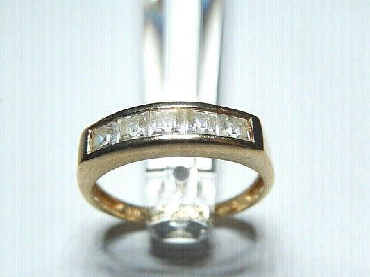 14K Yellow Gold .50ct CZ Wedding Band Bridal Anniversary Ring Sz 7.25