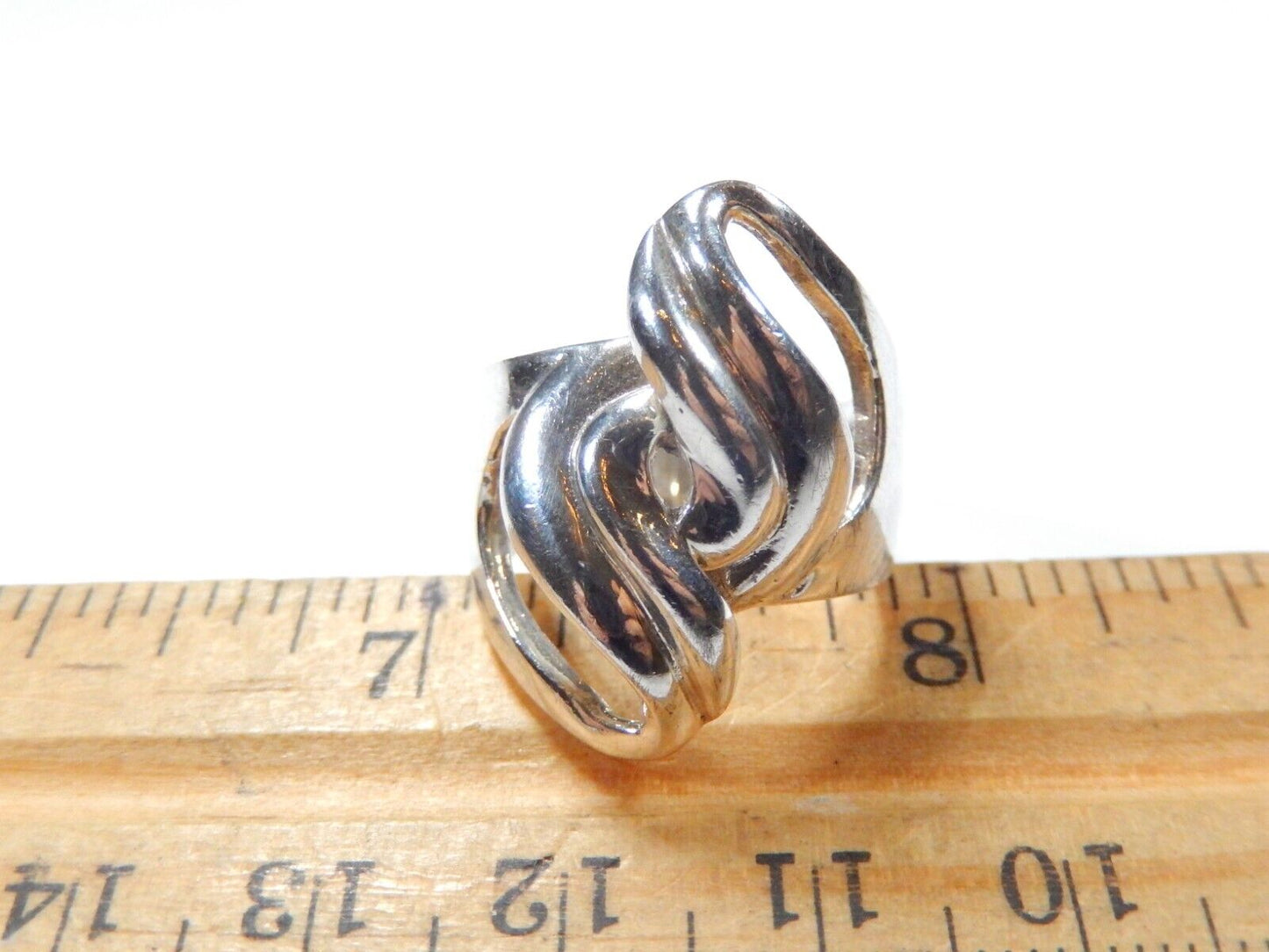 *VINTAGE* SOLID STERLING SILVER Heavy Free Form Curvy Modernist Design Ring Sz 7