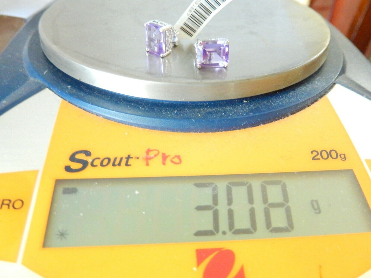 10K White Gold 10mm x 8mm Emerald Cut 6CT Amethyst Earrings In Filigree Settings