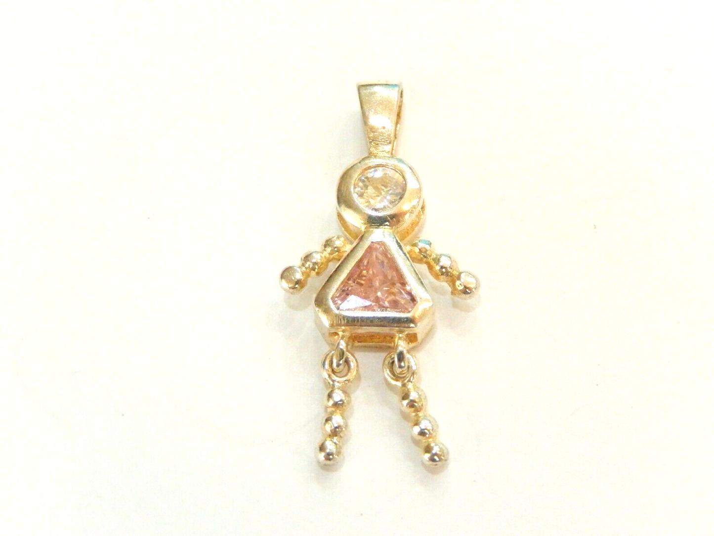 Pink October Sterling Silver Birthstone Baby Girl Pendant / Charm