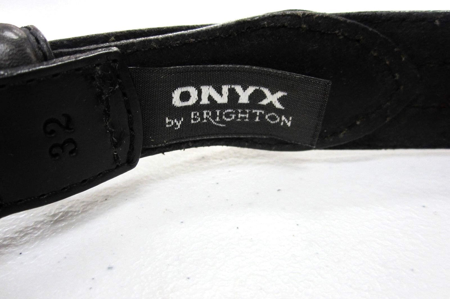 VERY NICE Vintage Brighton Sz 32 Black Silvertone Western Buckle Belt 10003