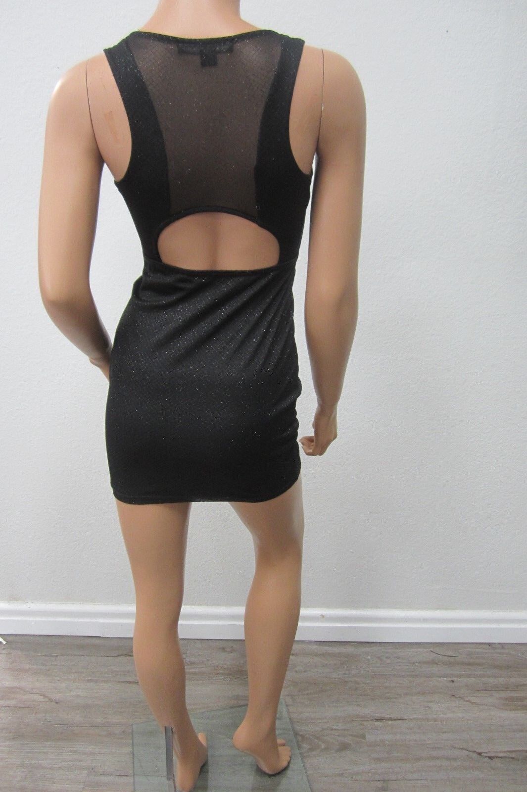 *SUPER SEXY*  Forever 21 XXI BLACK SEQUIN Sleeveless BODYCON MINI Dress Size S/P