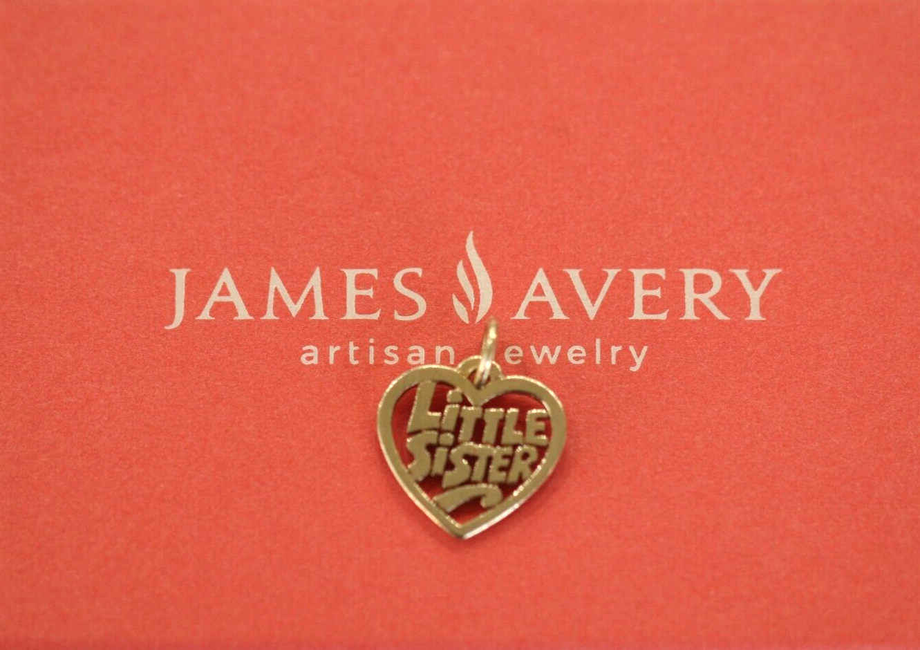 *RETIRED - R A R E*  James Avery  ~ 14k Gold Little Sister Heart Charm / Pendant