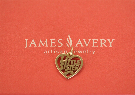 *RETIRED - R A R E*  James Avery  ~ 14k Gold Little Sister Heart Charm / Pendant
