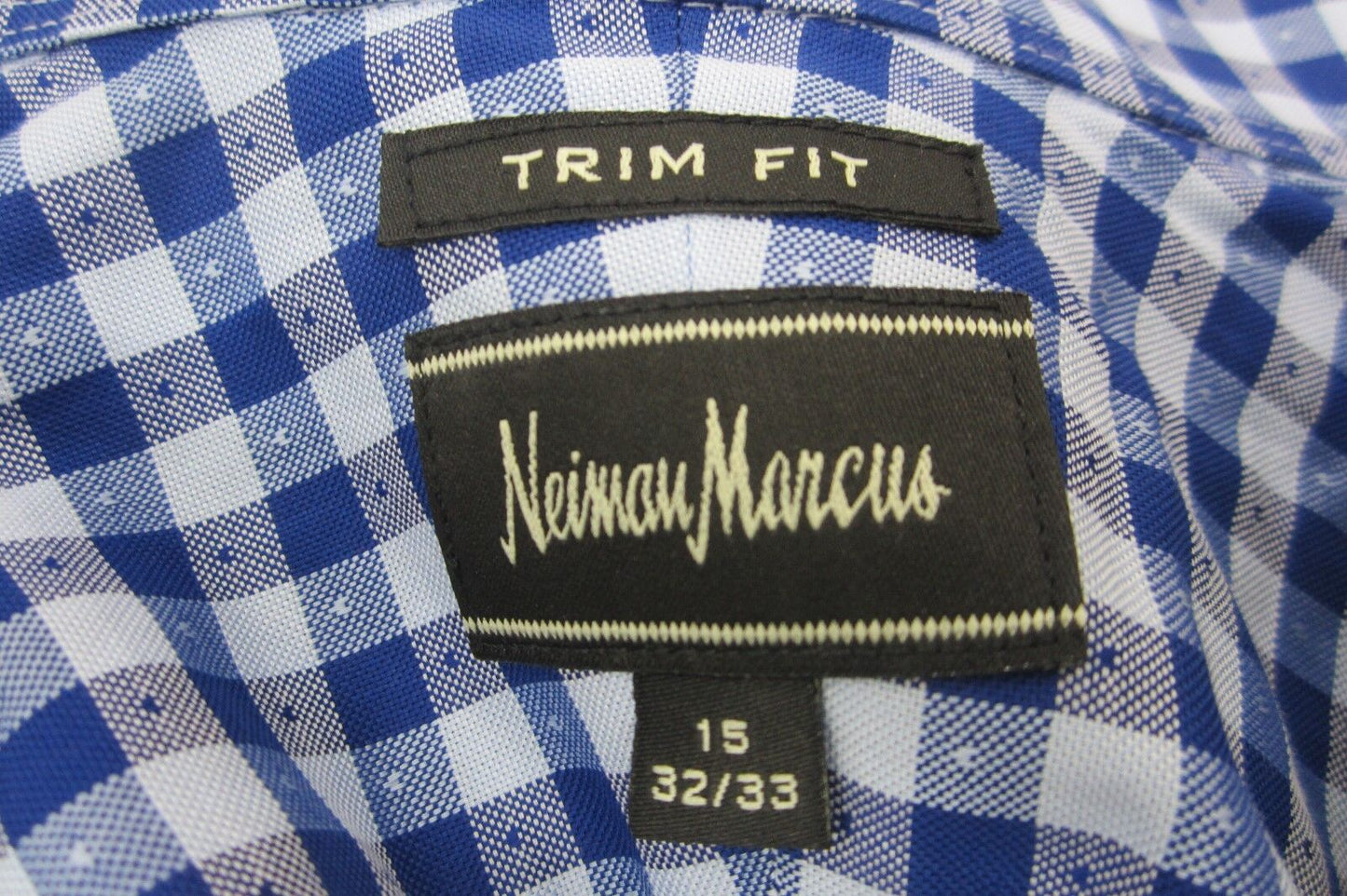 *NWT* Neiman Marcus Trim Fit Blue Plaid Button-Down Dress Shirt 15 32/33