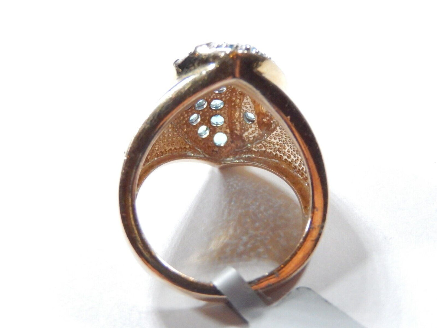 *STATEMENT RING* Sterling Silver 925 Gold Vermeil Blue Topaz Cluster Ring Size 7