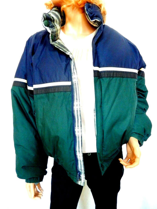 *MINT* Nautica Thick Puffer Jacket Green/Blue Duck Down/Feather Coat Mens Med