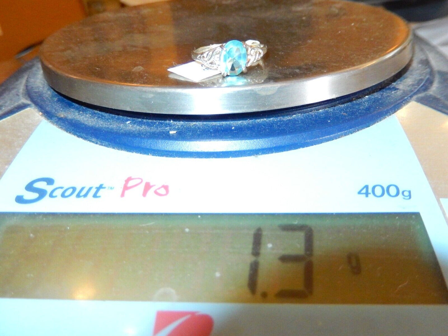 *VINTAGE* 1.25 CT Natural Blue Topaz Solid Sterling Silver Filigree Ring Sz 7.5