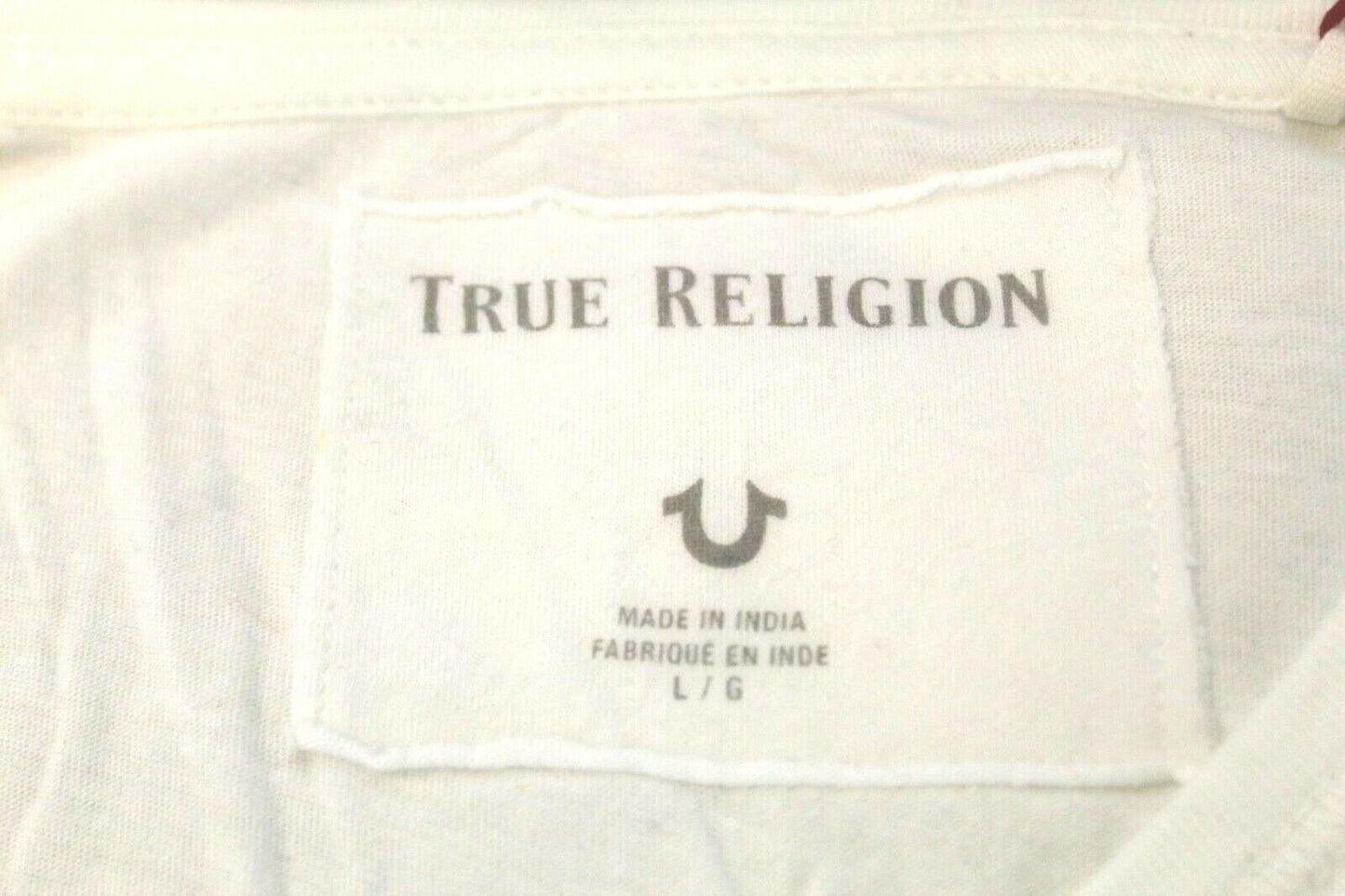 *NWT* $79. True Religion Men’s T-shirt White with Raised Gold Logo Crewneck Sz L