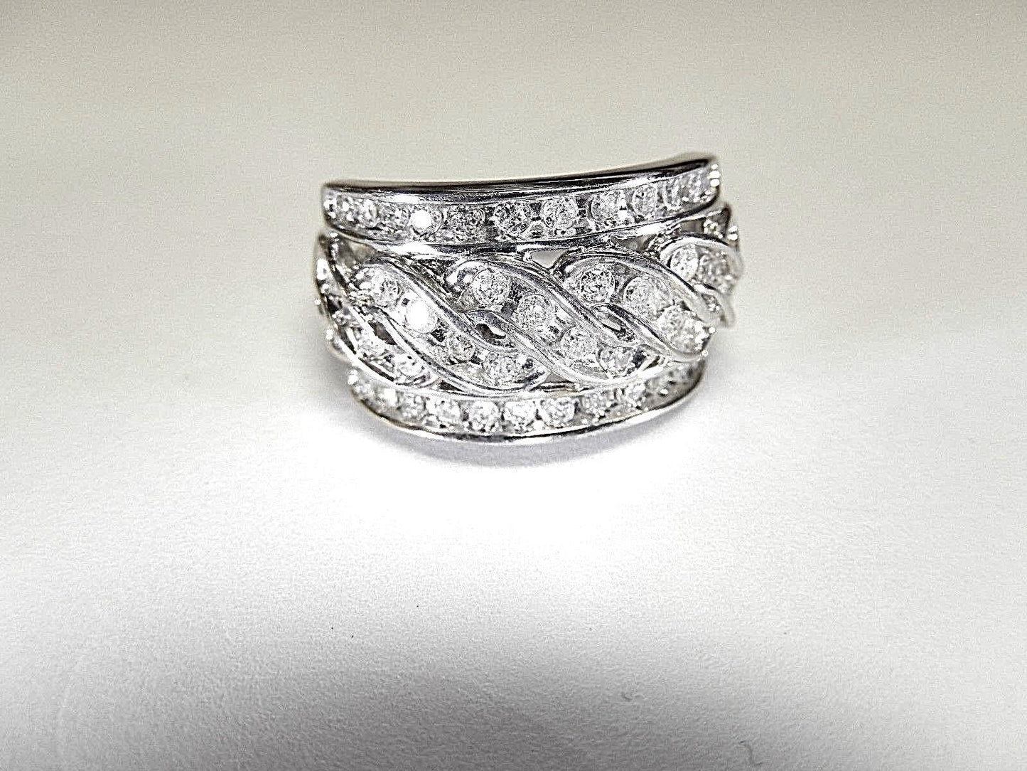 1 Ct Natural Diamond Womens Wedding Anniversary Ring 10k White Gold 13.5mm Wide