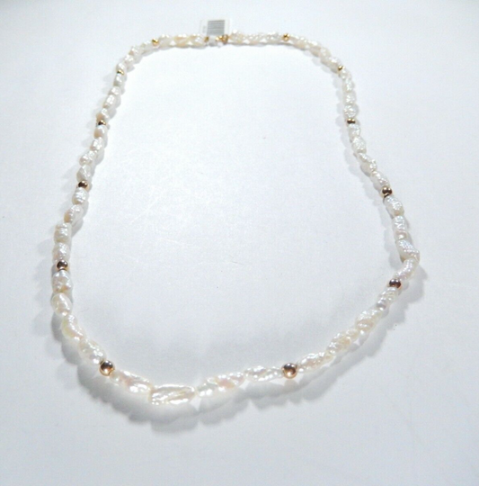 16" Rice PEARL NECKLACE 14K BEADS and CLASP