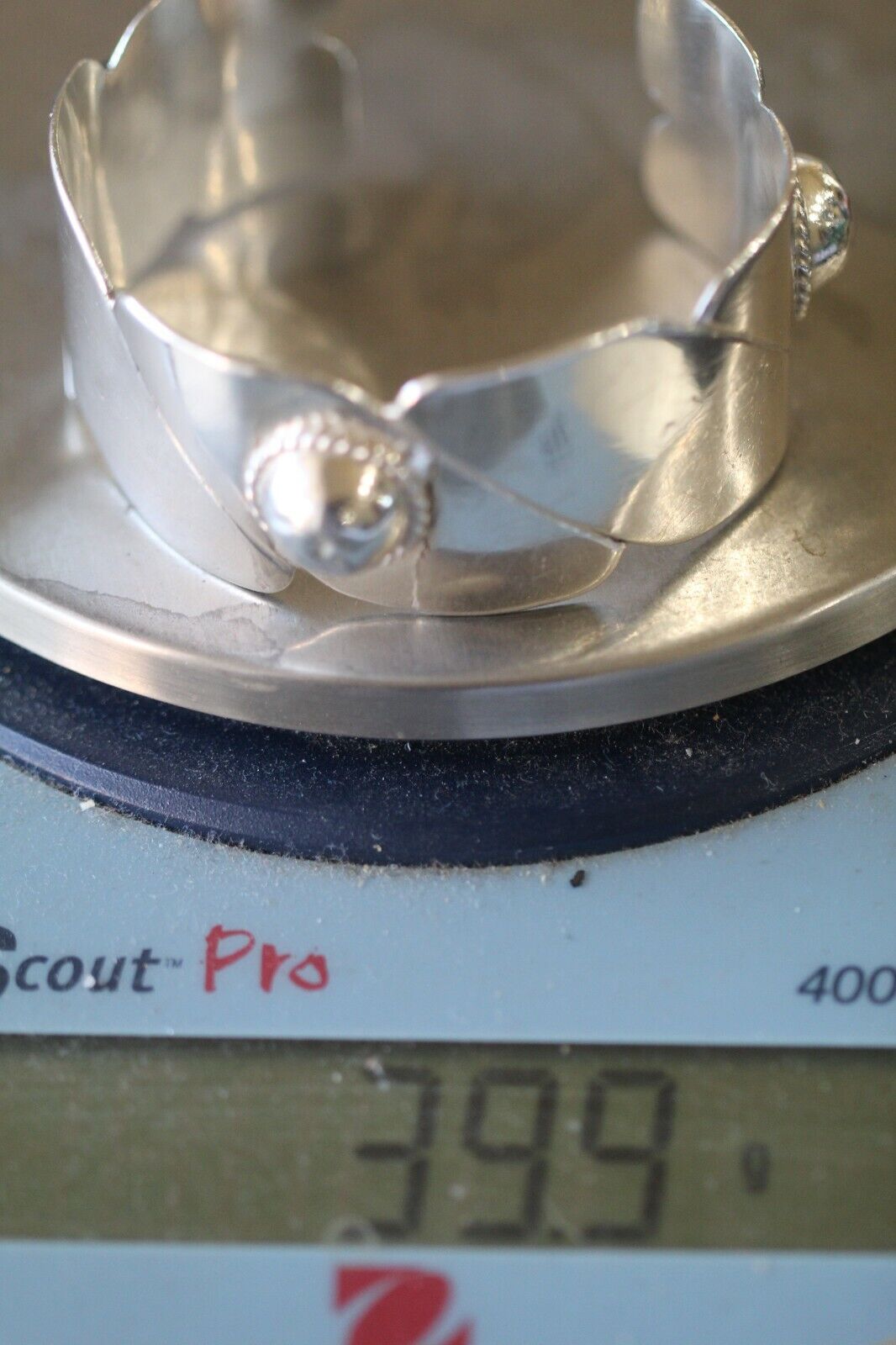 Rare Vintage 925 Sterling Silver Mexico Ball Beads Wide Cuff Bracelet 29 Grams