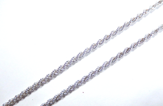 925 Sterling Silver 2.5mm Rope Chain Necklace 20” Jewelry