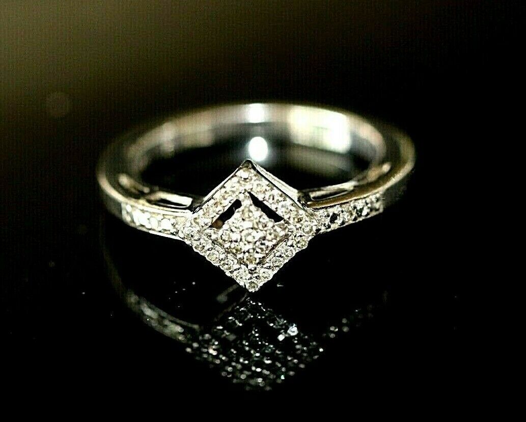 *VINTAGE* 925 Sterling Silver Stunning Retro REAL DIAMOND Wedding Ring Size 8.25