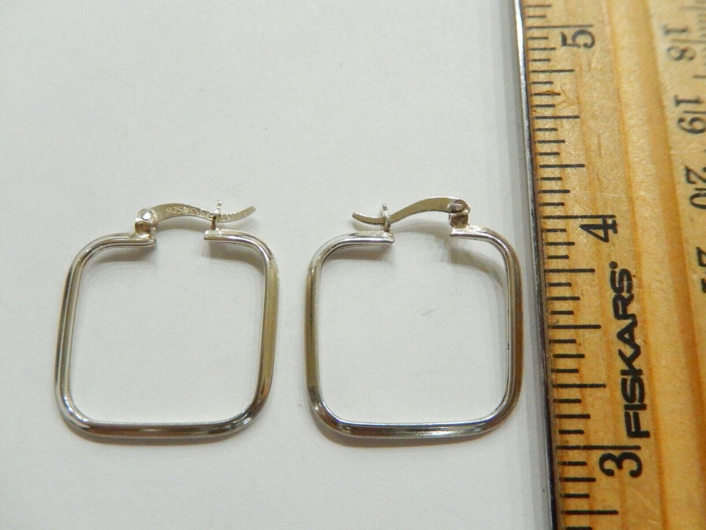 Sterling Silver 1"  Square Rail Hoop Earrings