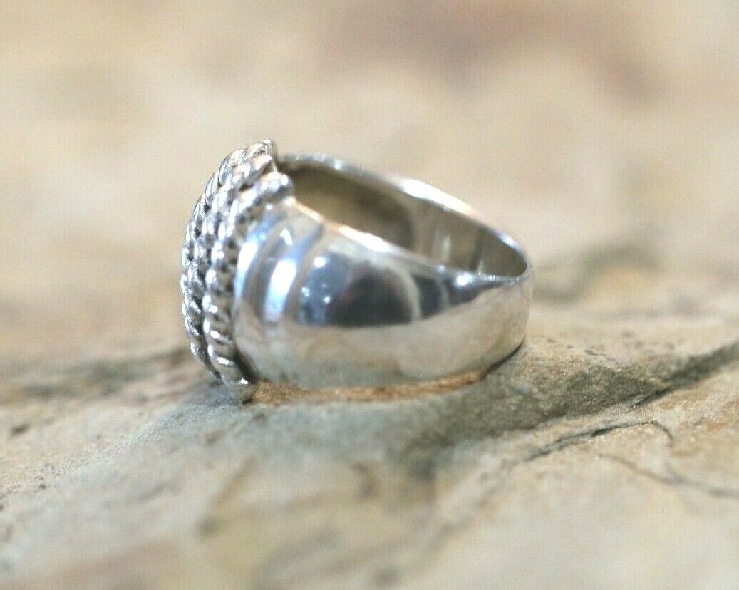*VINTAGE*  925 Sterling Silver Rope Dome Design Ring Size 8.5