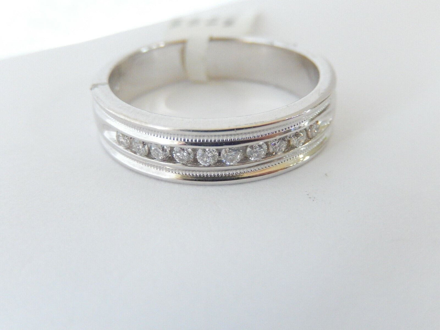 Mens 6mm Heavy 14k White Gold .25CT VS1 Diamond Band Ring