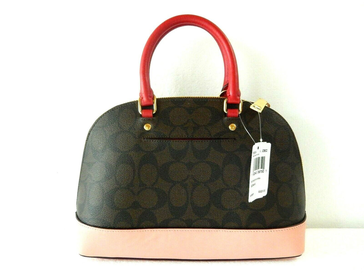 NWT $325 COACH Colorblock Signature Mini Sierra Satchel Crossbody  BRWN PINK RED