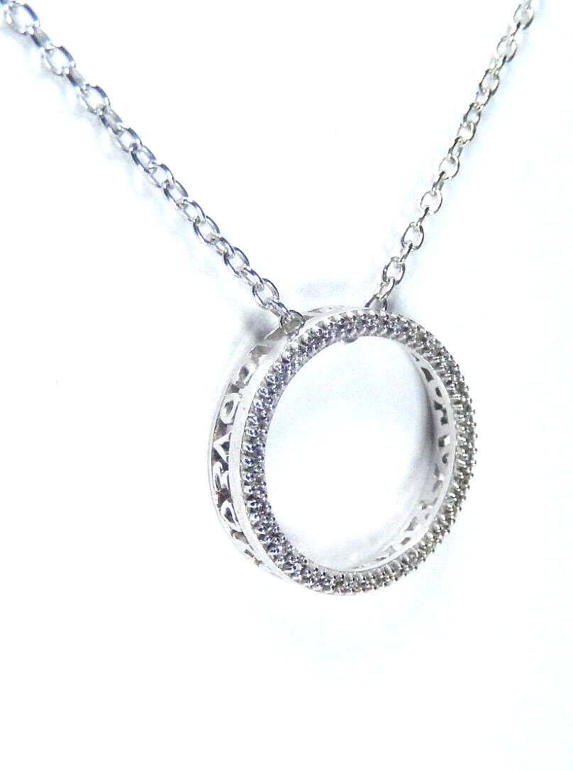 14K White Gold 1/3 Ct 31 Round Diamond Circle of Life Pendant with 18" Chain