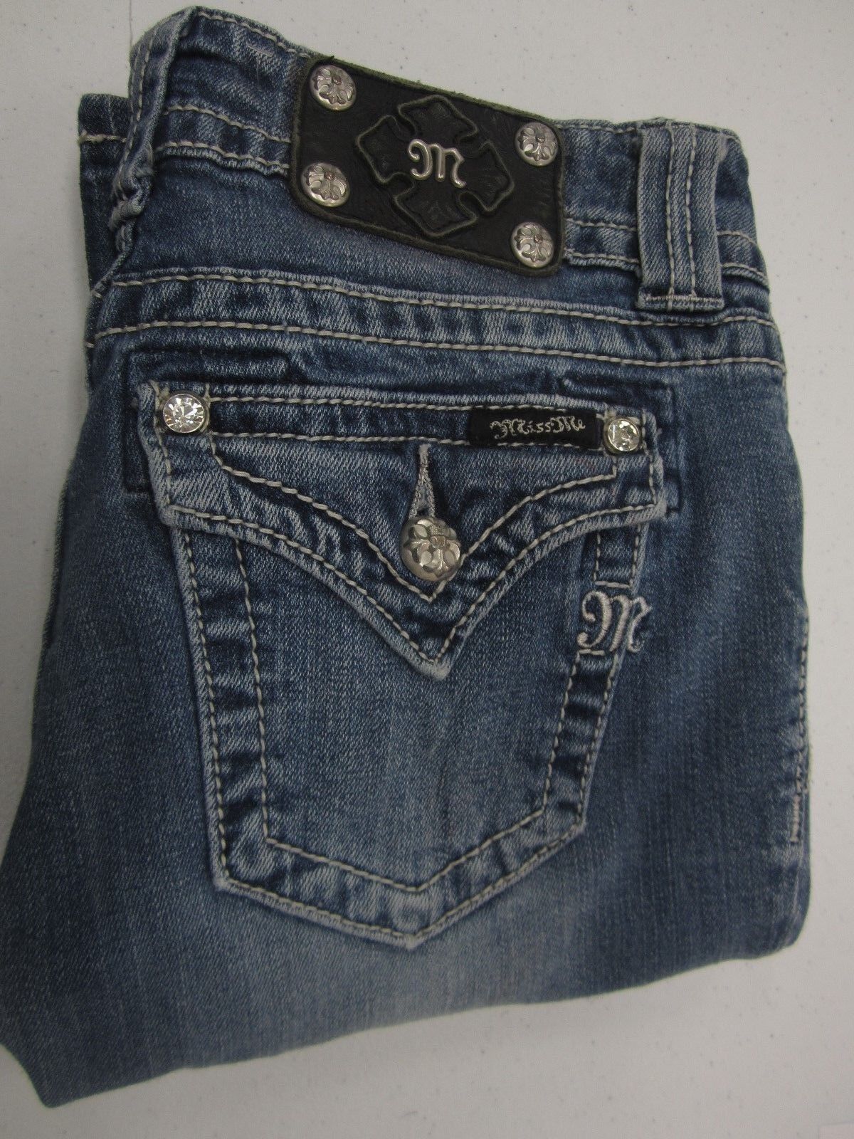 NEAR MINT MISS ME JS4009B16 Boot Cut Flap Button Jeans Size W26 x L32