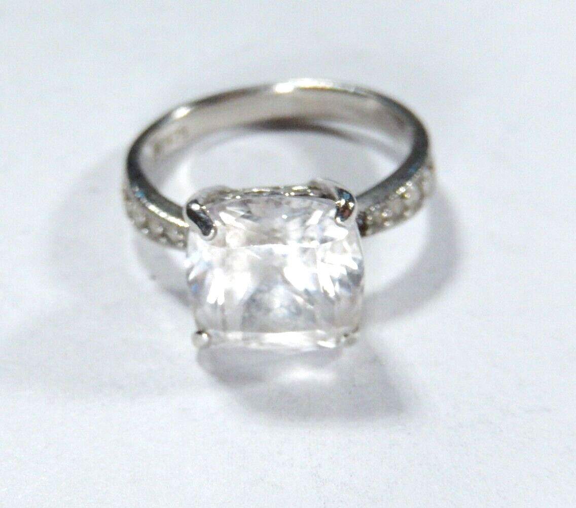 *VINTAGE*  5.00 CT  Cushion Cut CZ Engagement Ring With Accent CZ Size 6.75