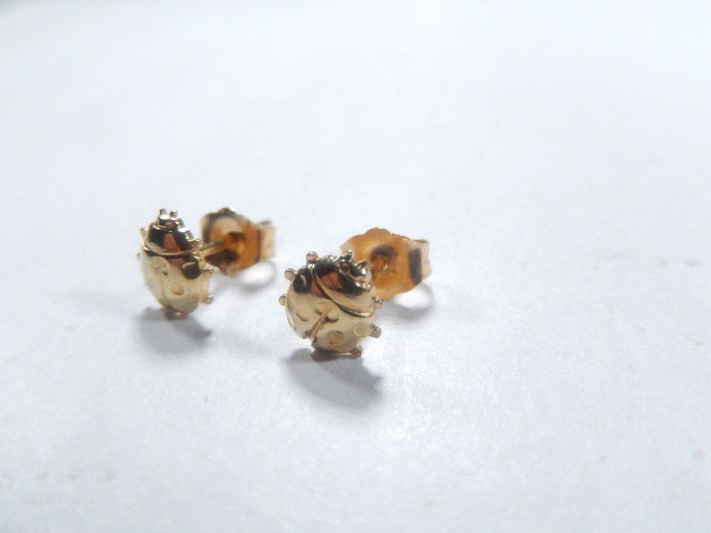 10K Genuine Yellow Gold Cute Ladybug Stud Earrings