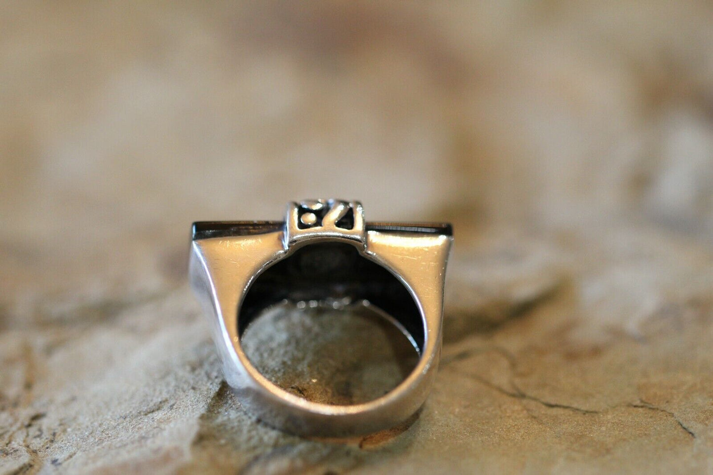 *VINTAGE*  925 Sterling Silver Black Onyx Handmade Ring Size 7.25