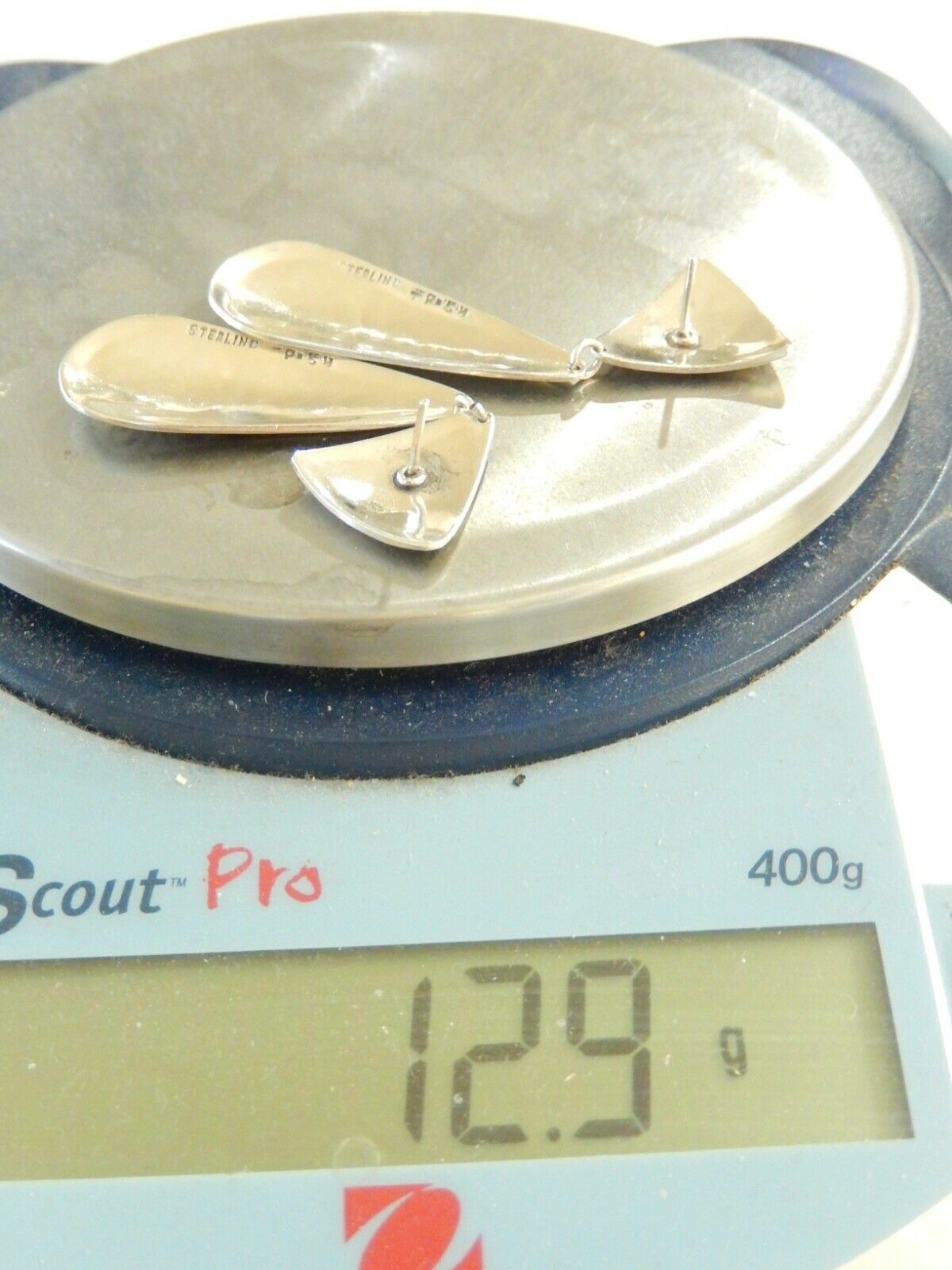 *VINTAGE* TAXCO  Sterling Silver Mexico Dangle Drop Earrings Pierced 2.5" TALL
