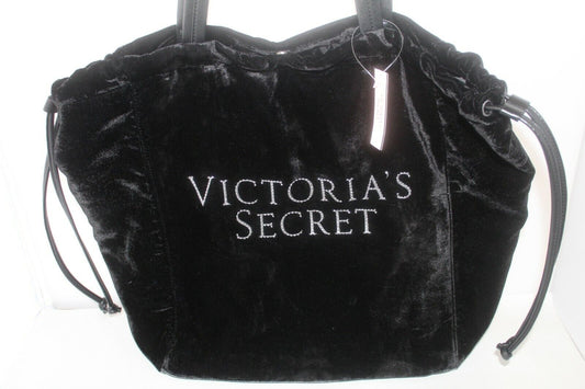 *NWT- $58. Victorias Secret Shoulder Purse Tote/ Travel Black Crushed Velvet Bag