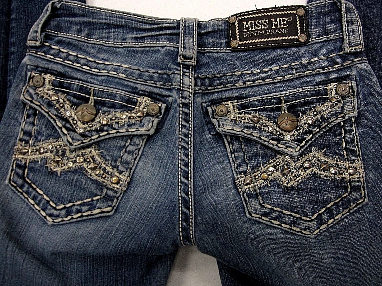 MISS ME Buckle LOW RISE SKINNY RHINESTONE EMBELLISHED JEANS 24 x 31 JE1072S2R