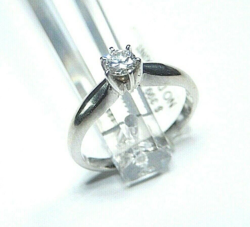 *NWT* 14k white Gold Round Natural VS Diamond Engagement Solitaire Ring Size 6