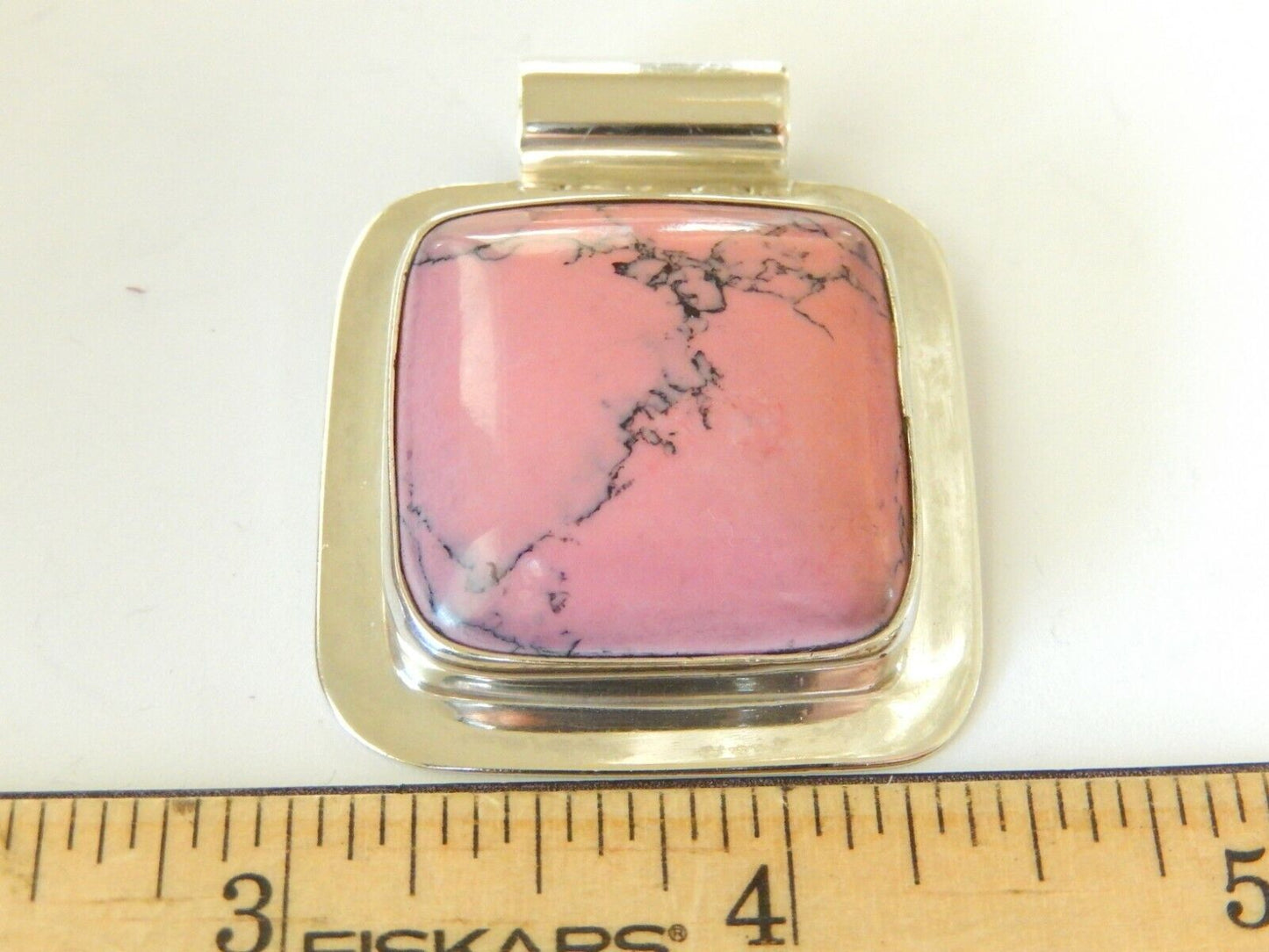 *VINTAGE* Sterling Silver Mexico Pink & Black Rhodolite Pendant & Earring Set