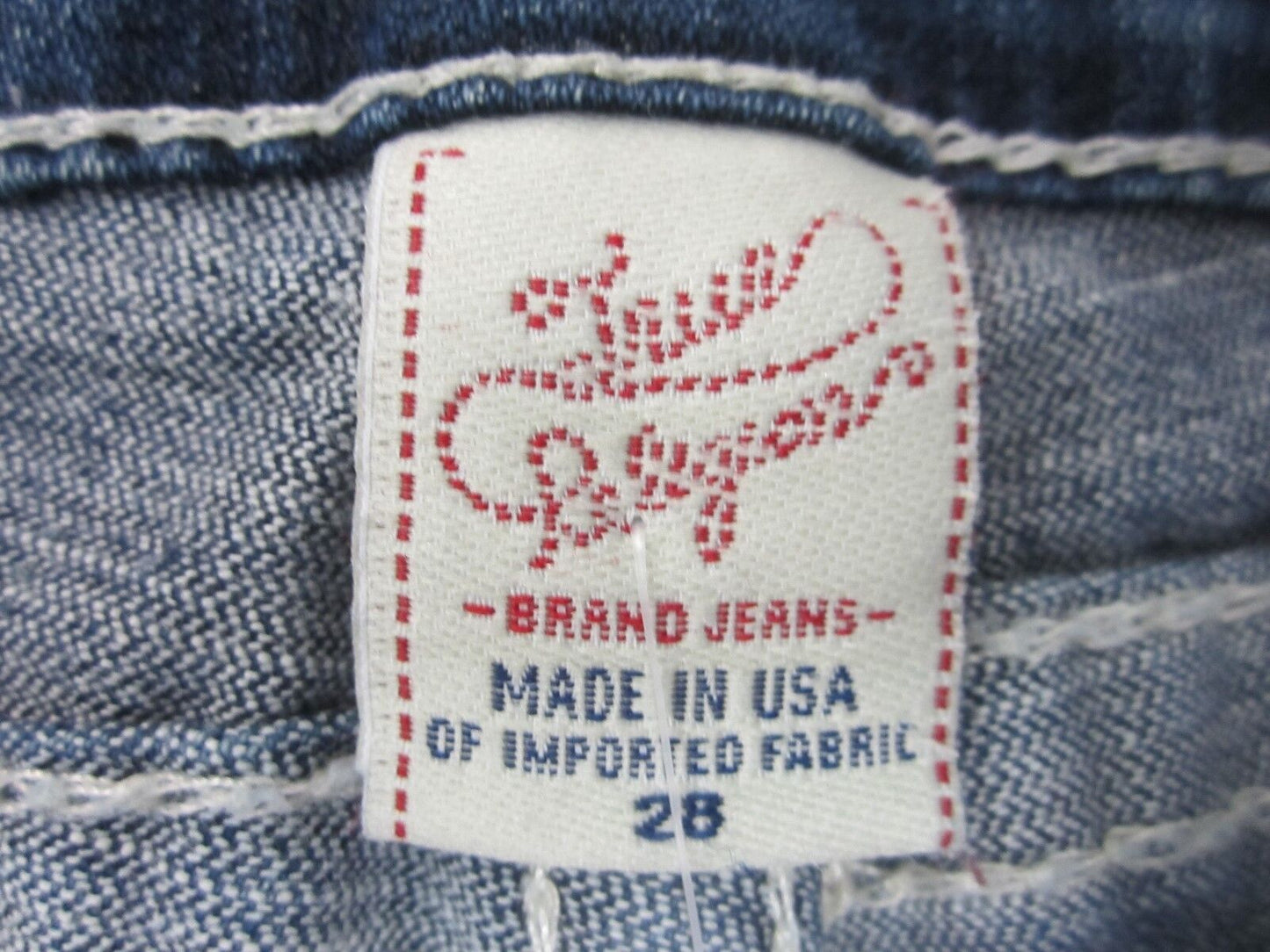 AUTHENTIC NICE True Religion Leather Tag World Tour Womens  Jeans Tag 28 X  31