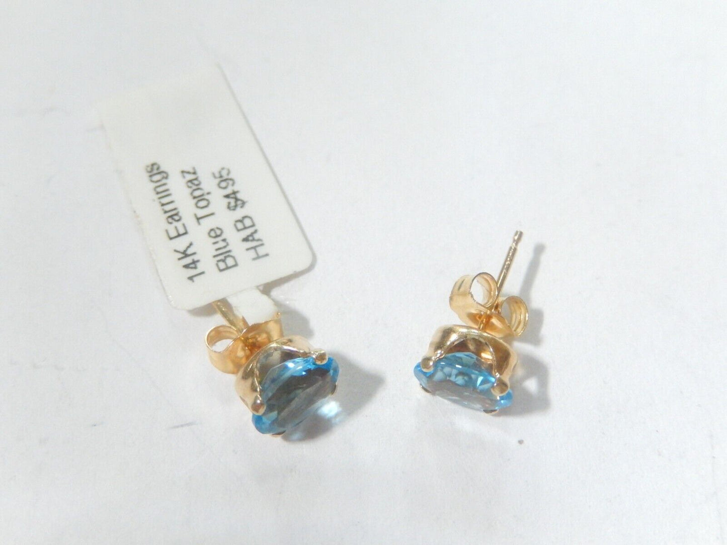 *NWT*  14k Yellow Gold 1.50CT  Oval-Cut London Blue Topaz Womens Stud Earrings