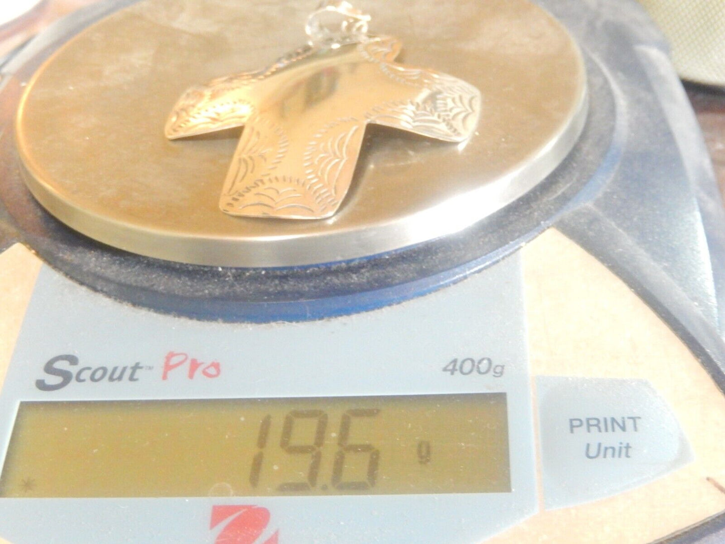 *VINTAGE*  TAXCO 925 Sterling Silver Hand Tooled Extra Large Cross Pendant