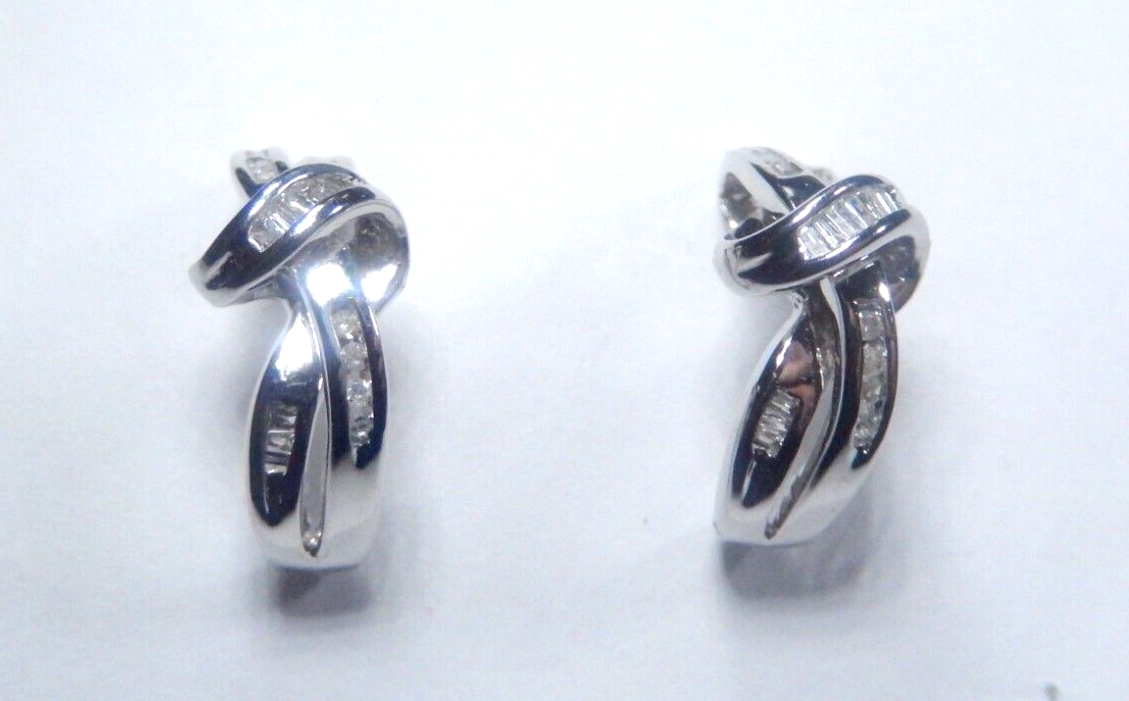 10K White Gold .33CT  Natural Diamond  Cluster Earrings