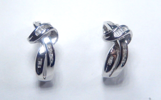 10K White Gold .33CT  Natural Diamond  Cluster Earrings
