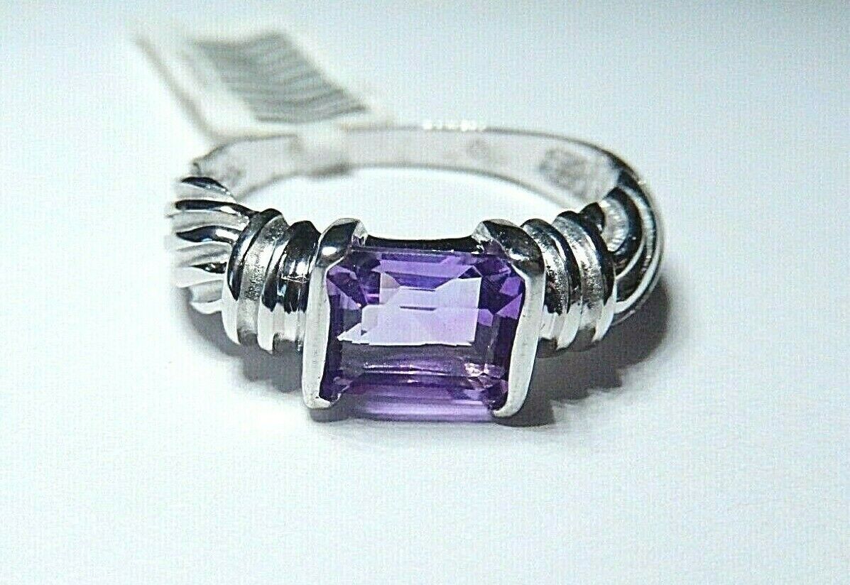 10k White Gold 1.50 Carat Genuine Purple Amethyst Solitaire Ring Size 9