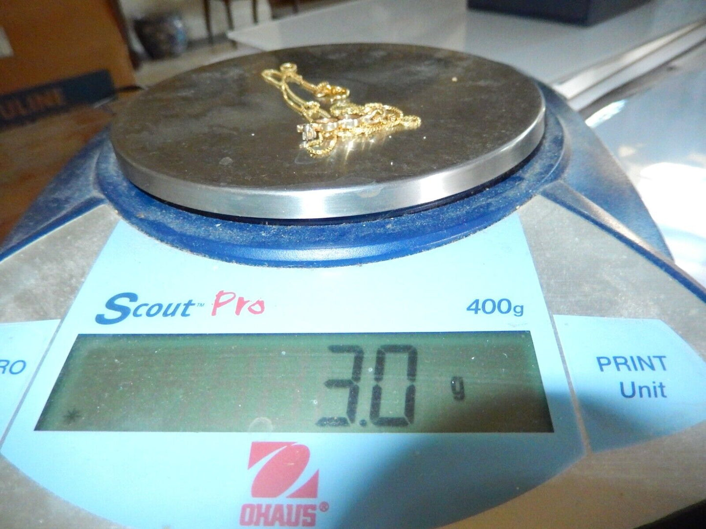 *VINTAGE*  14K Yellow Gold Natural Diamond Free Form Pendant w/18"chain