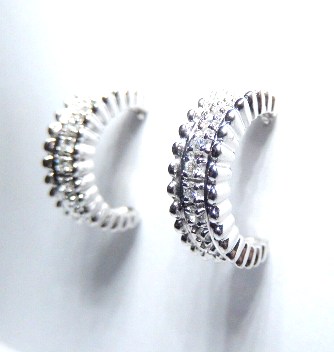 *NWT*  14K White Gold .50 CT Natural Diamond 3/4 Hoop Earrings 17mm