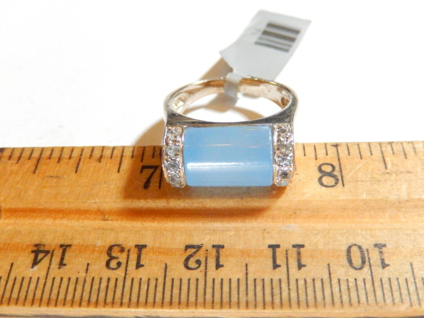 *VINTAGE*  Sterling Silver Blue Chalcedony & Blue Topaz Accent Band Ring Sz 6.75